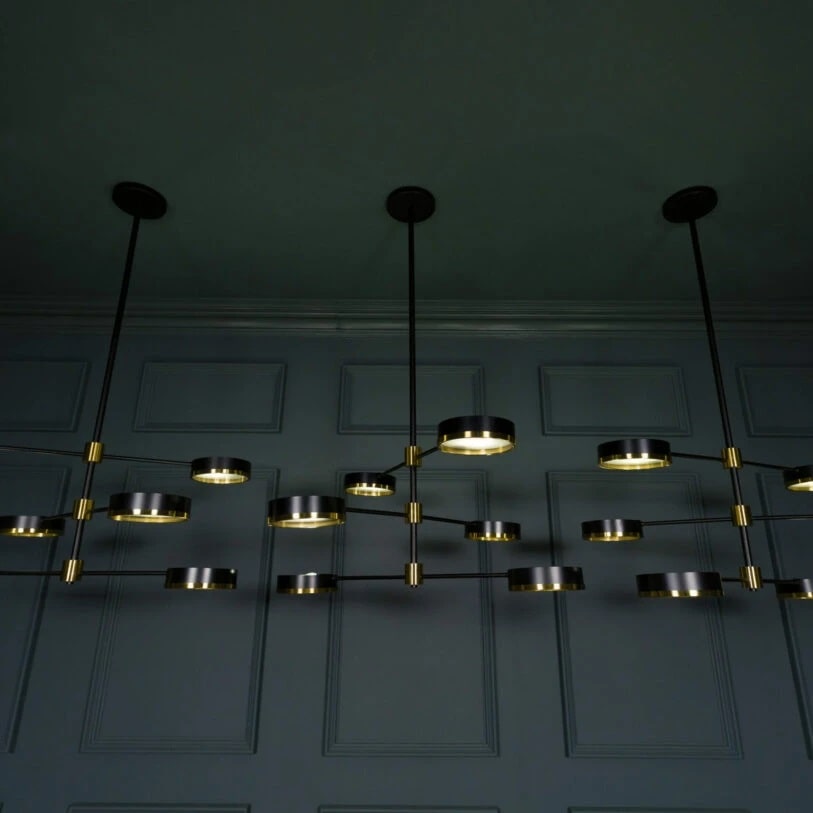 Pure White Lines Black Tiered Moscow Chandelier