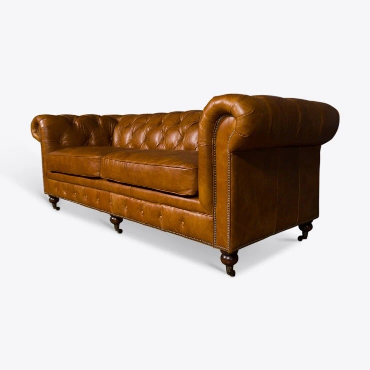 Pure White Lines Tan Chesterfield Sofa