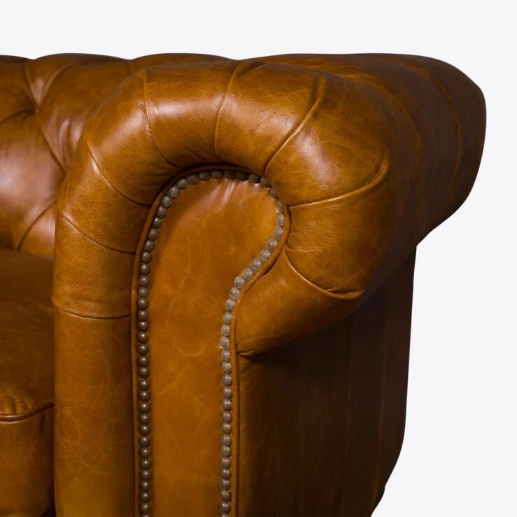 Pure White Lines Tan Chesterfield Sofa