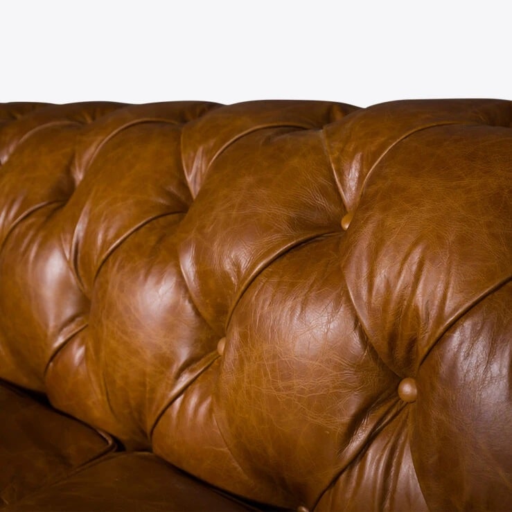 Pure White Lines Tan Chesterfield Sofa