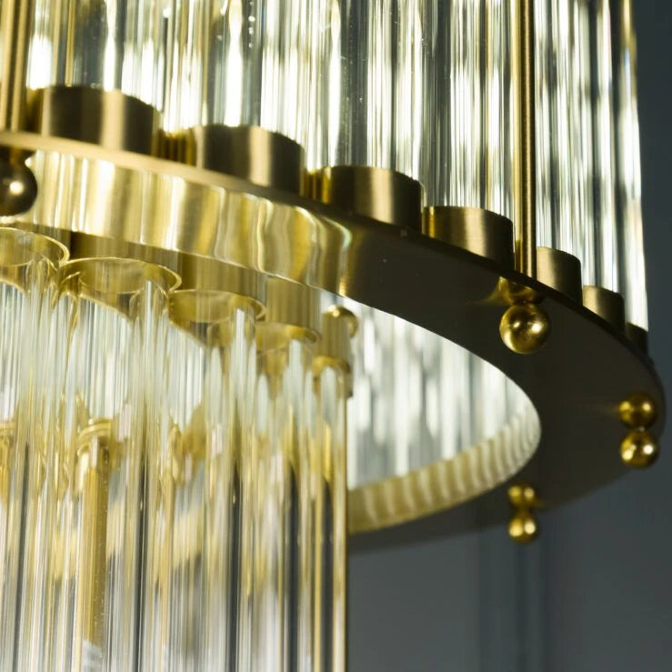 Pure White Lines Double Monza Chandelier