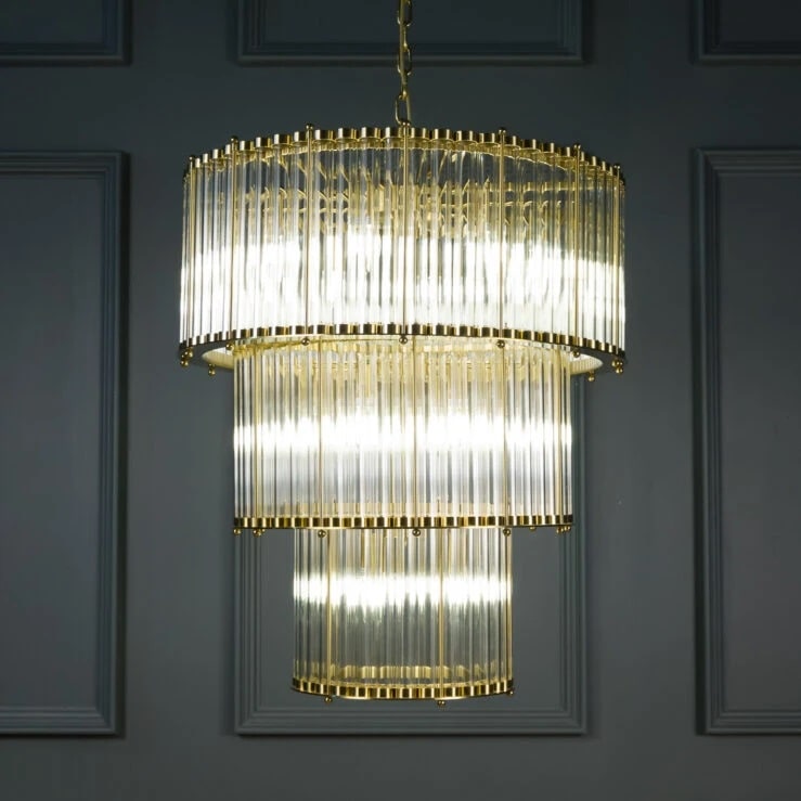 Pure White Lines Triple Monza Chandelier