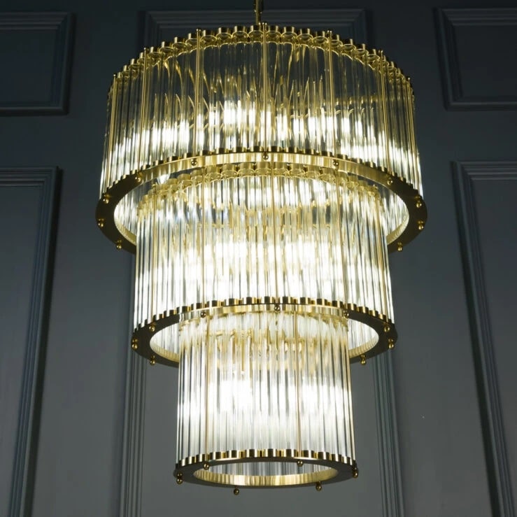 Pure White Lines Triple Monza Chandelier