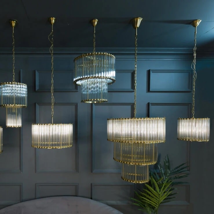 Pure White Lines Triple Monza Chandelier