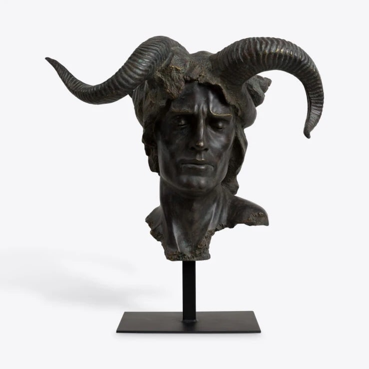 Pure White Lines Damien Bust on Stand