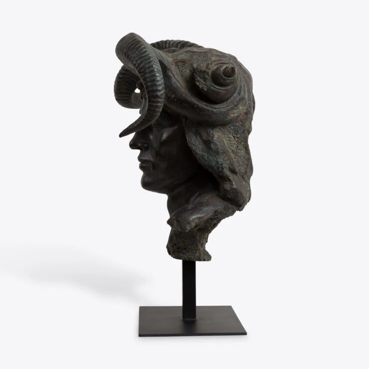 Pure White Lines Damien Bust on Stand