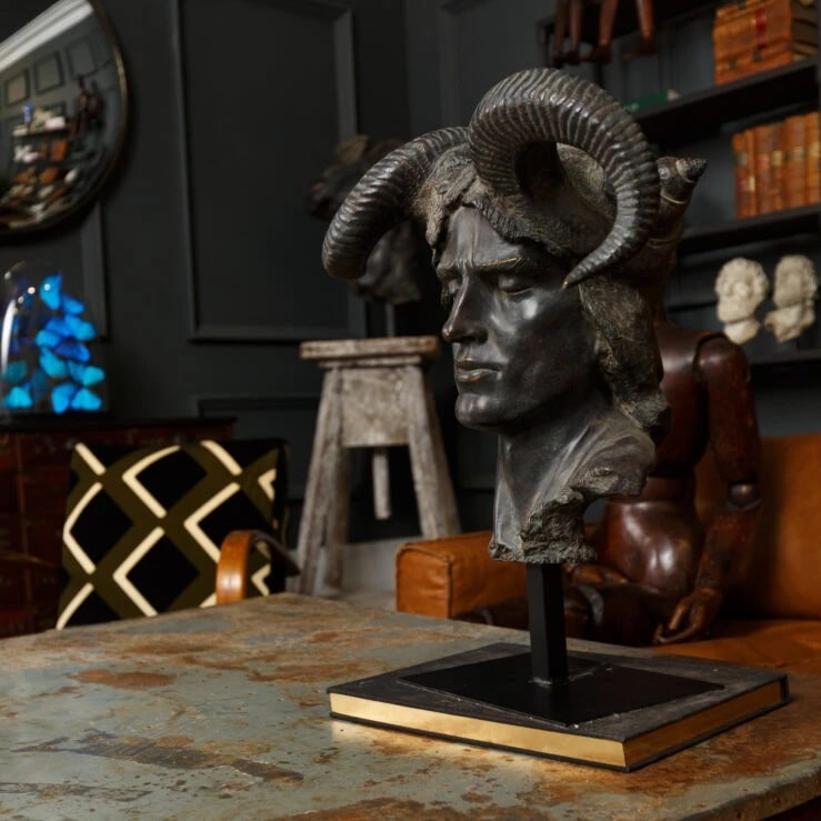 Pure White Lines Damien Bust on Stand