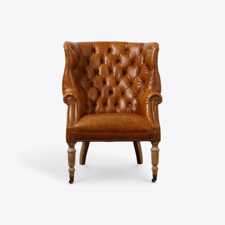Pure White Lines Tan Leather Petworth Armchair