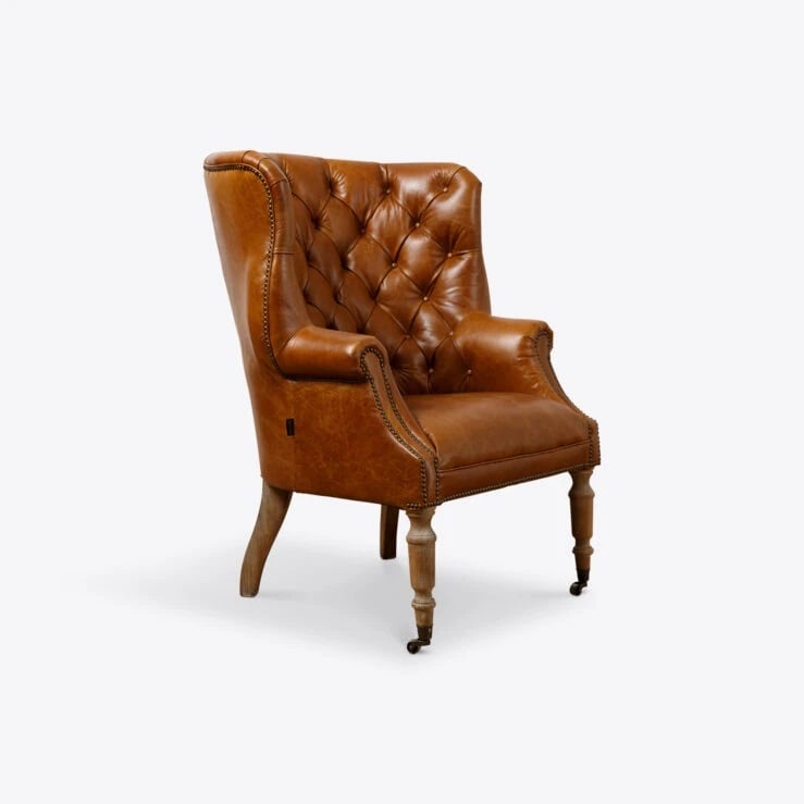 Pure White Lines Tan Leather Petworth Armchair