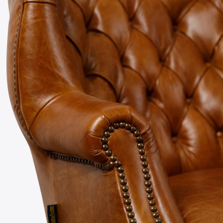 Pure White Lines Tan Leather Petworth Armchair