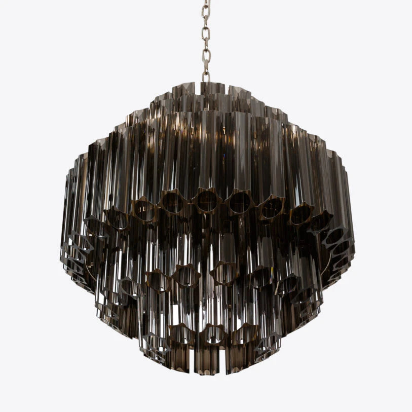 Pure White Lines Smoked Mirror Palermo Chandelier