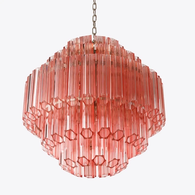 Pure White Lines Pink Palermo Chandelier