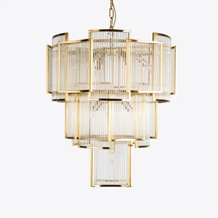 Pure White Lines Brass Monte Carlo Grande Chandelier