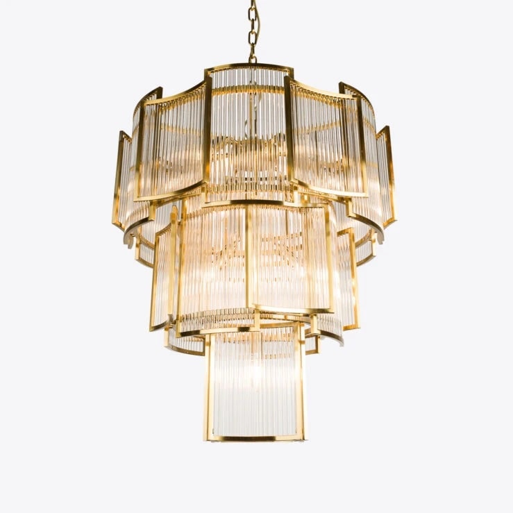 Pure White Lines Brass Monte Carlo Grande Chandelier