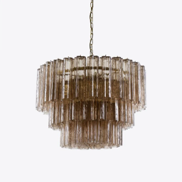 Pure White Lines - Medium Treviso Chandelier - Smoked Quartz