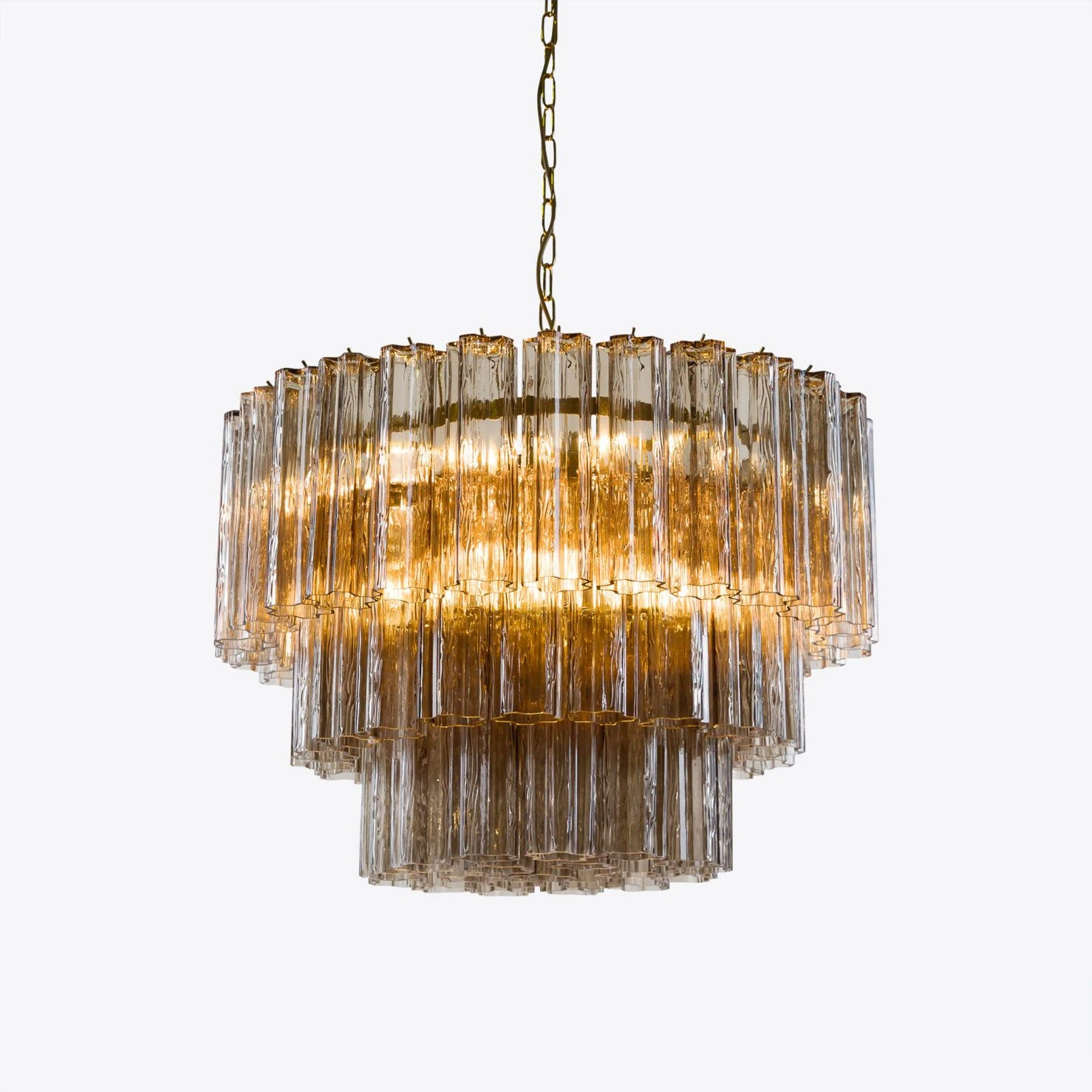 Pure White Lines - Medium Treviso Chandelier - Smoked Quartz
