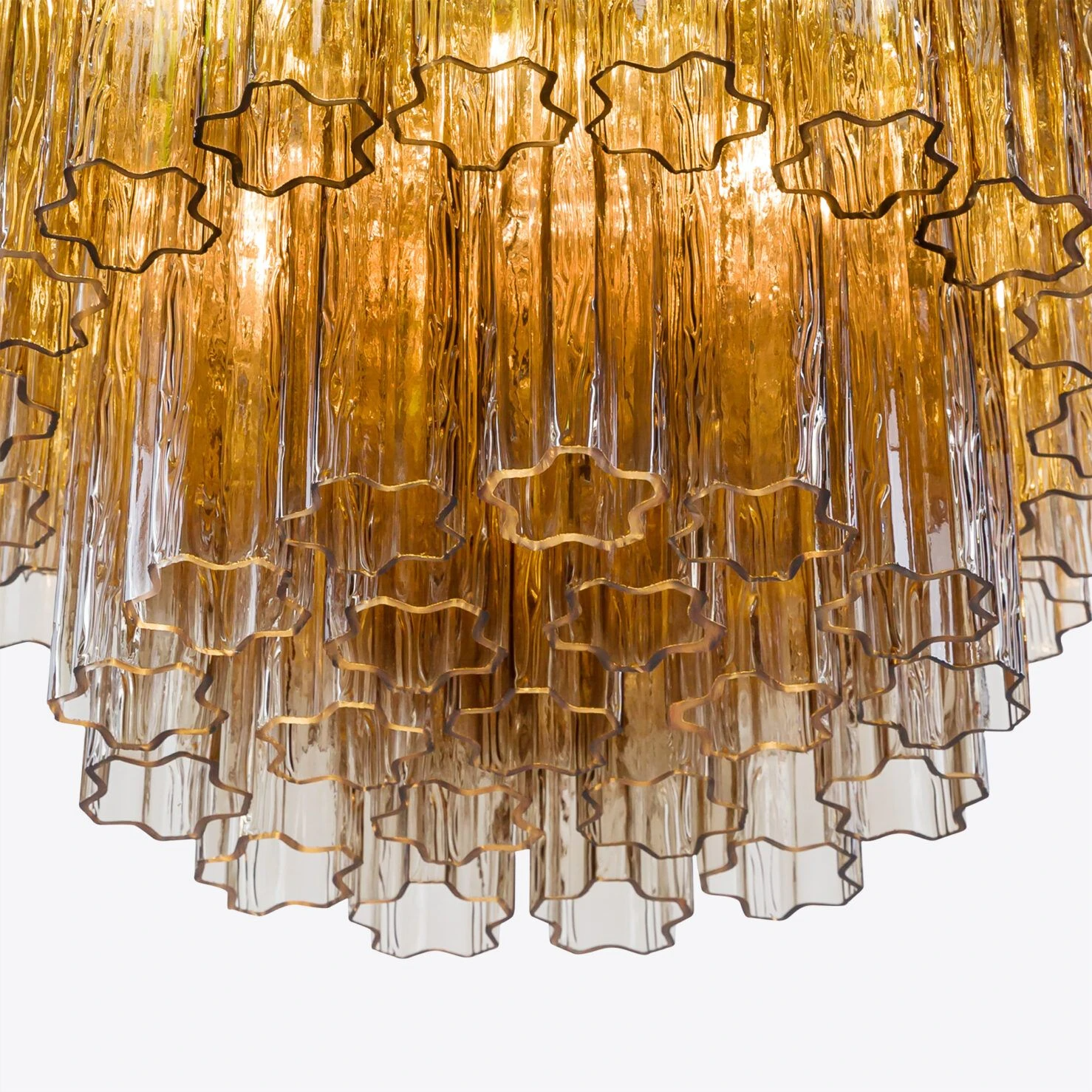 Pure White Lines - Medium Treviso Chandelier - Smoked Quartz