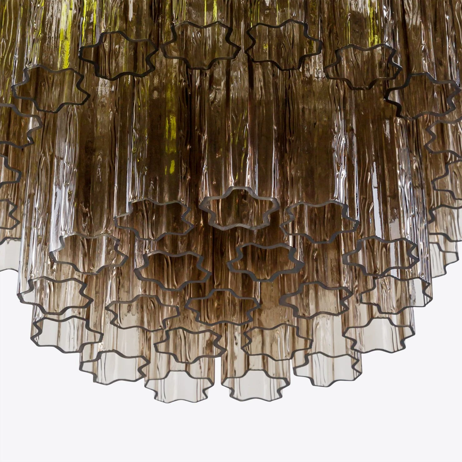 Pure White Lines - Medium Treviso Chandelier - Smoked Quartz