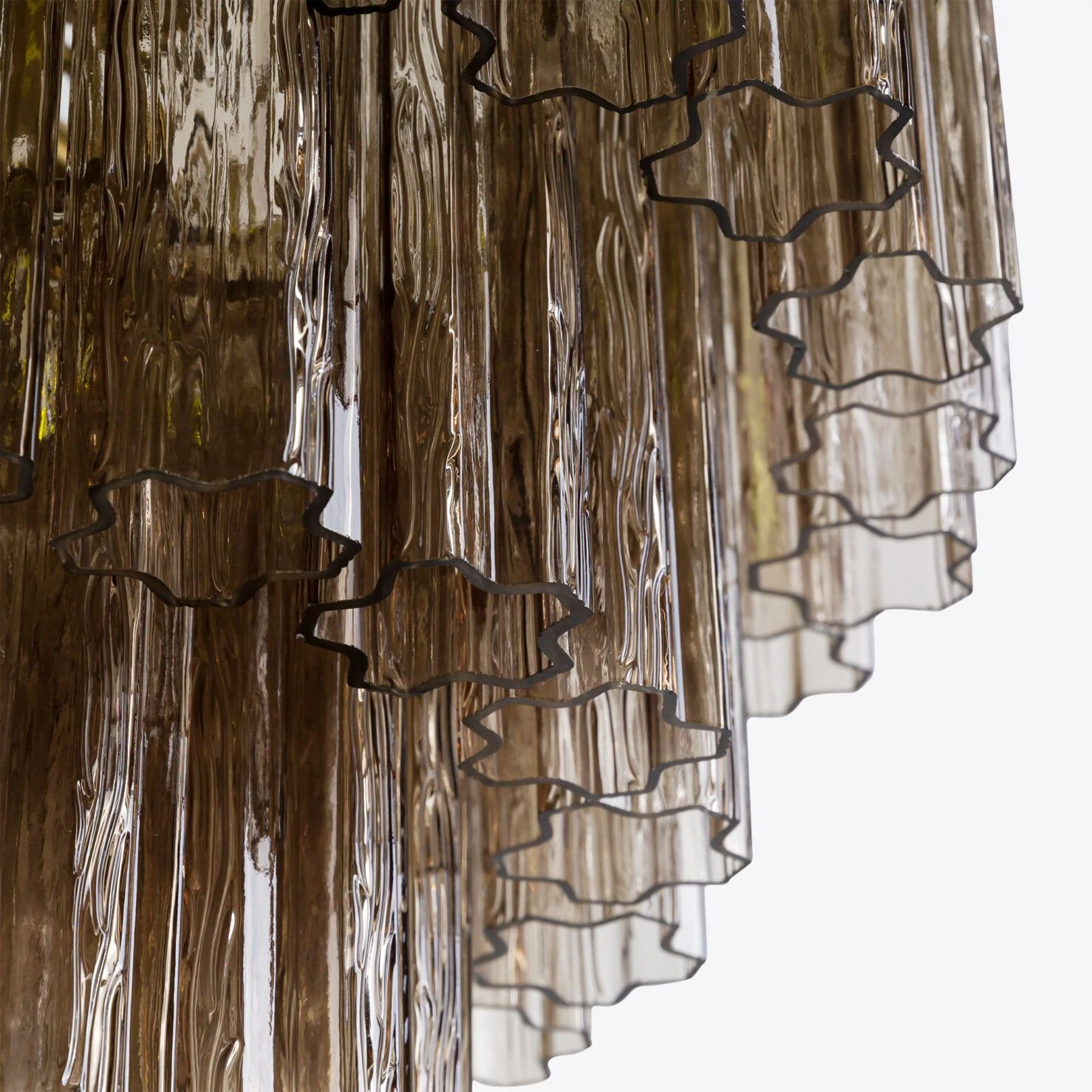 Pure White Lines - Medium Treviso Chandelier - Smoked Quartz