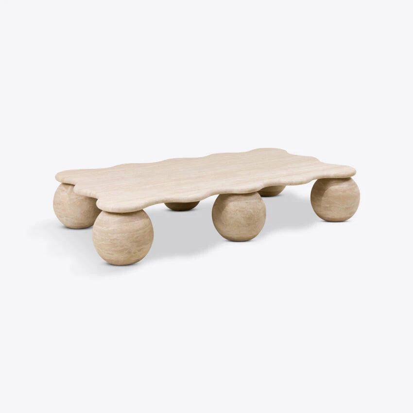 Pure White Lines Lilibet Travertine Coffee Table