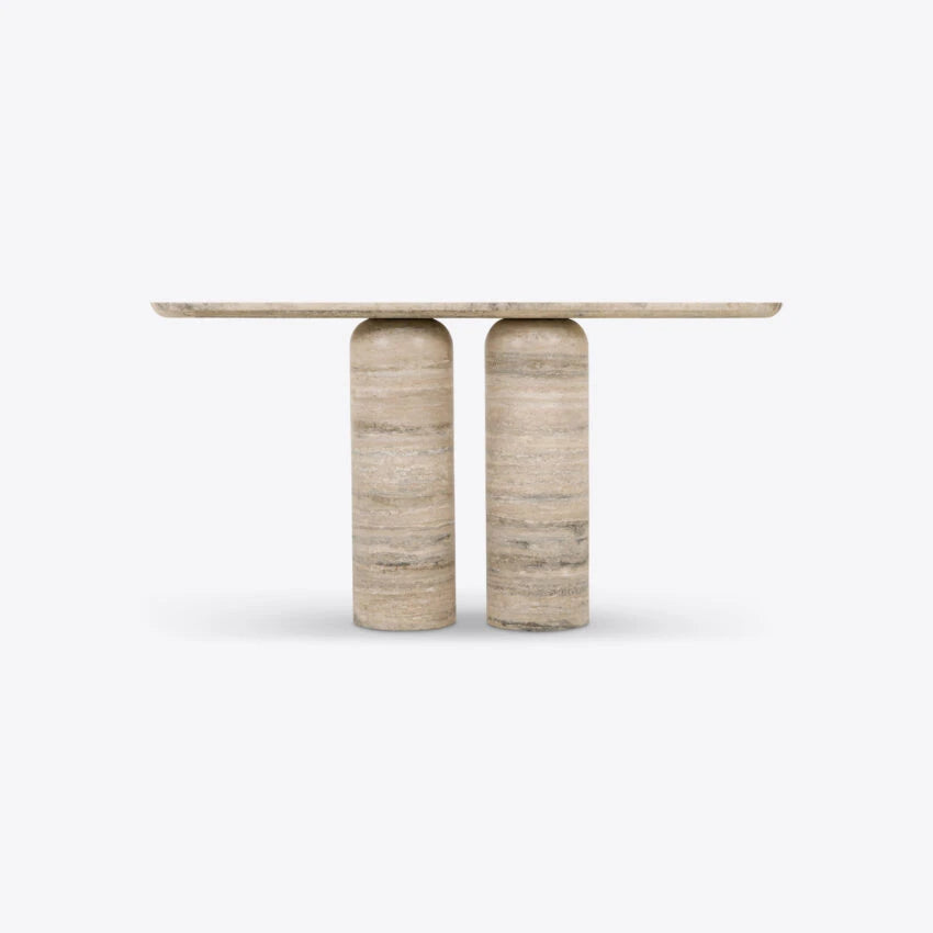 Pure White Lines Positano Silver Travertine Console