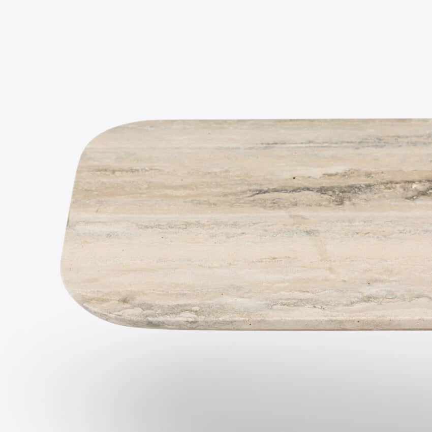 Pure White Lines Positano Silver Travertine Console