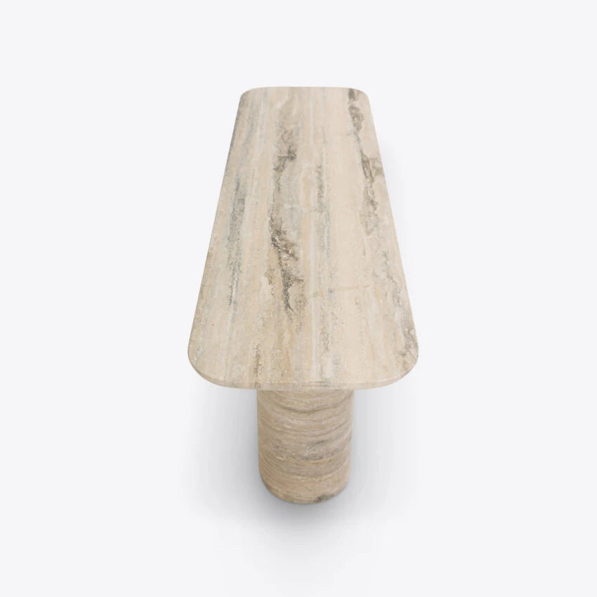 Pure White Lines Positano Silver Travertine Console