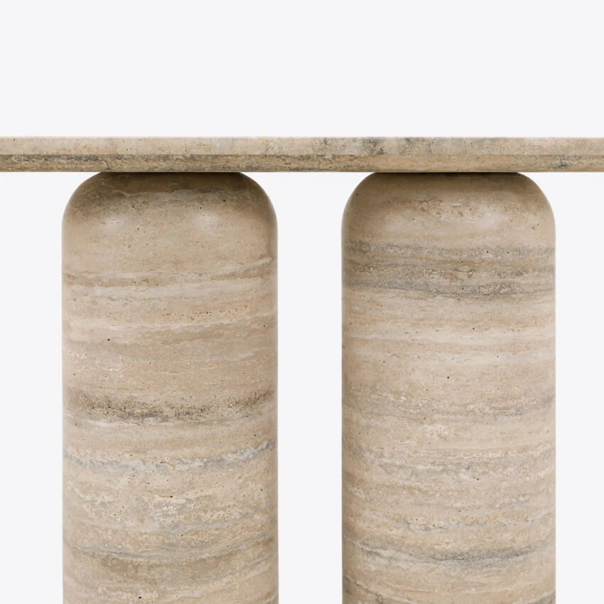 Pure White Lines Positano Silver Travertine Console