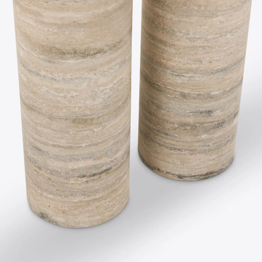 Pure White Lines Positano Silver Travertine Console