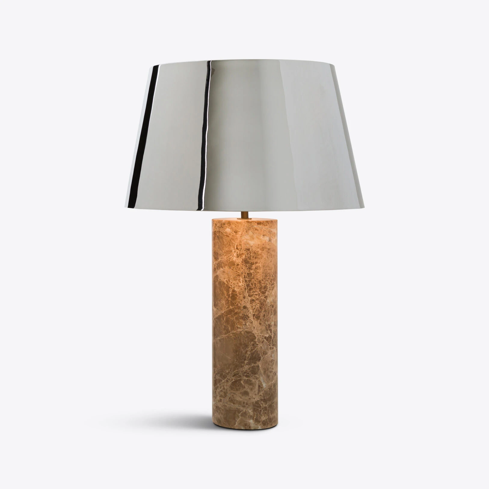 Pure White Lines - Cusco Beige Marble Table Lamp – Nickel Shade