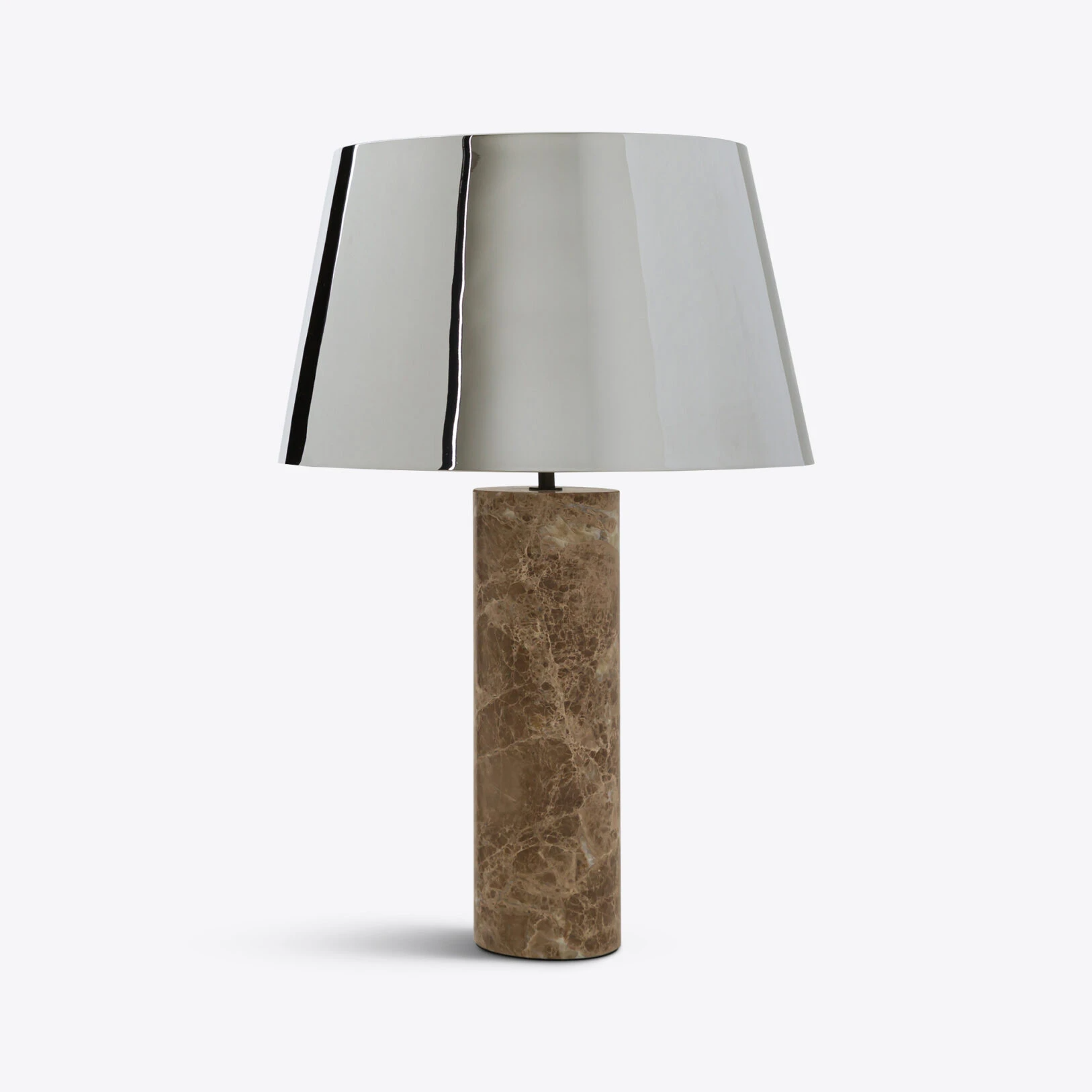 Pure White Lines - Cusco Beige Marble Table Lamp – Nickel Shade