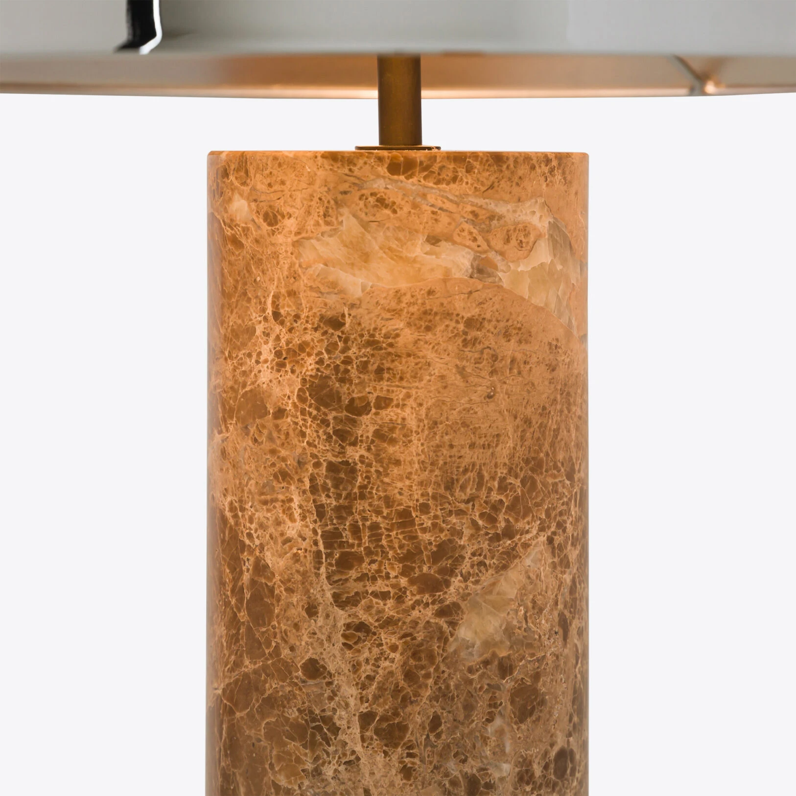 Pure White Lines - Cusco Beige Marble Table Lamp – Nickel Shade