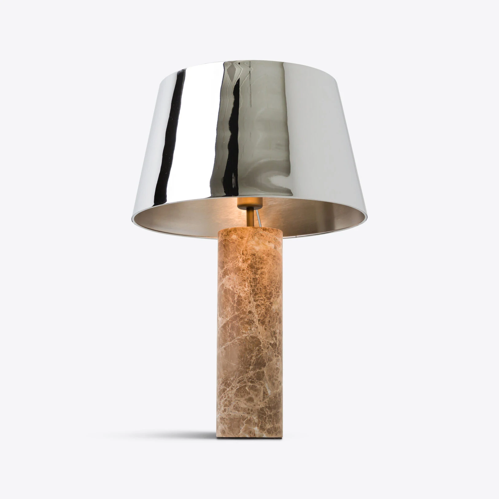 Pure White Lines - Cusco Beige Marble Table Lamp – Nickel Shade