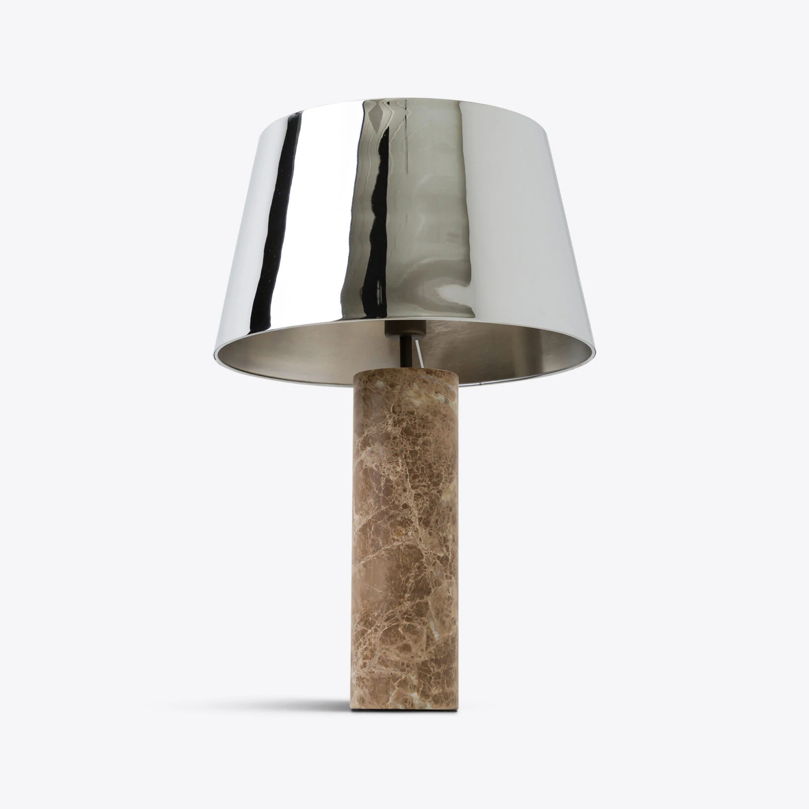 Pure White Lines - Cusco Beige Marble Table Lamp – Nickel Shade