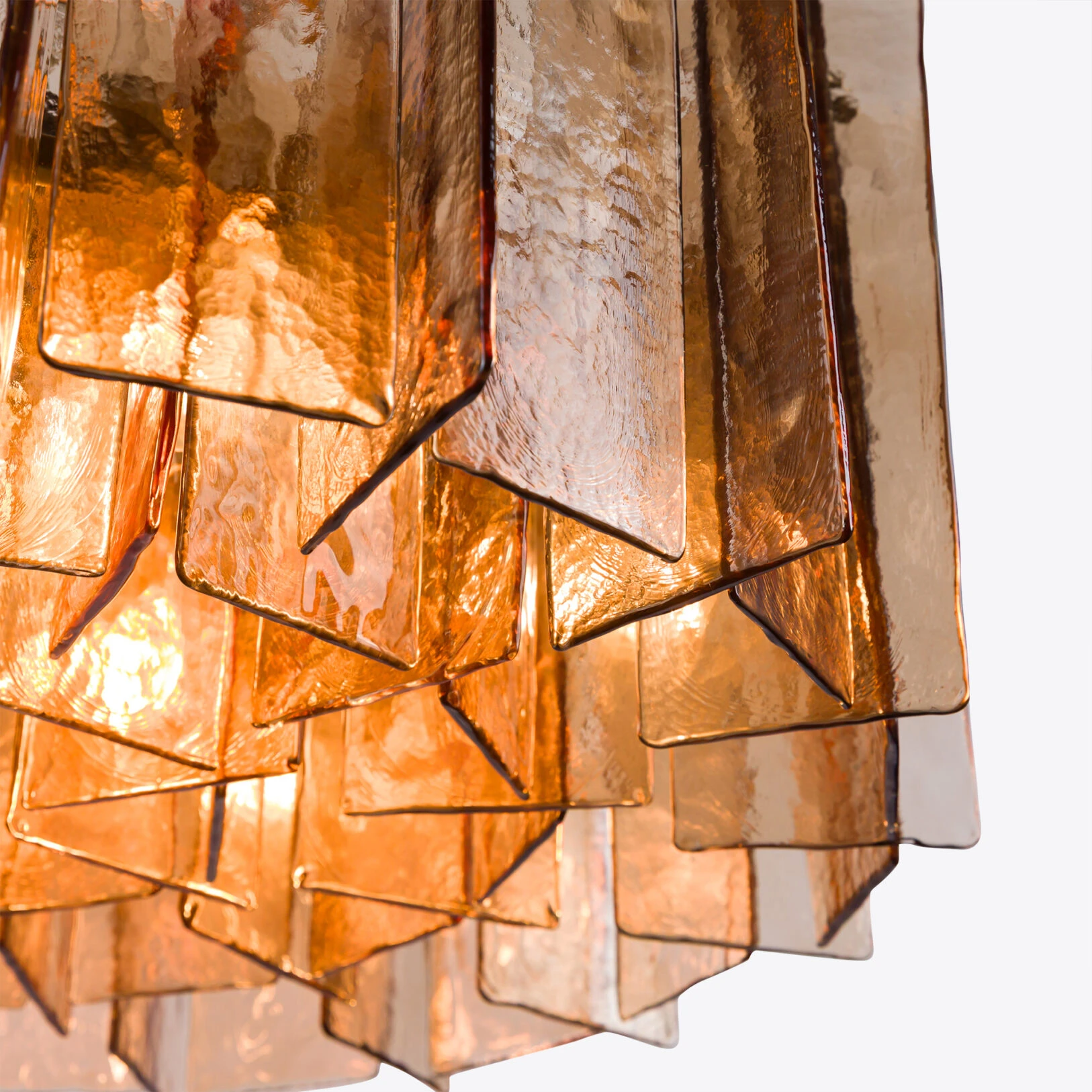 Pure White Lines - Berlin Chandelier - Amber Glass - Small