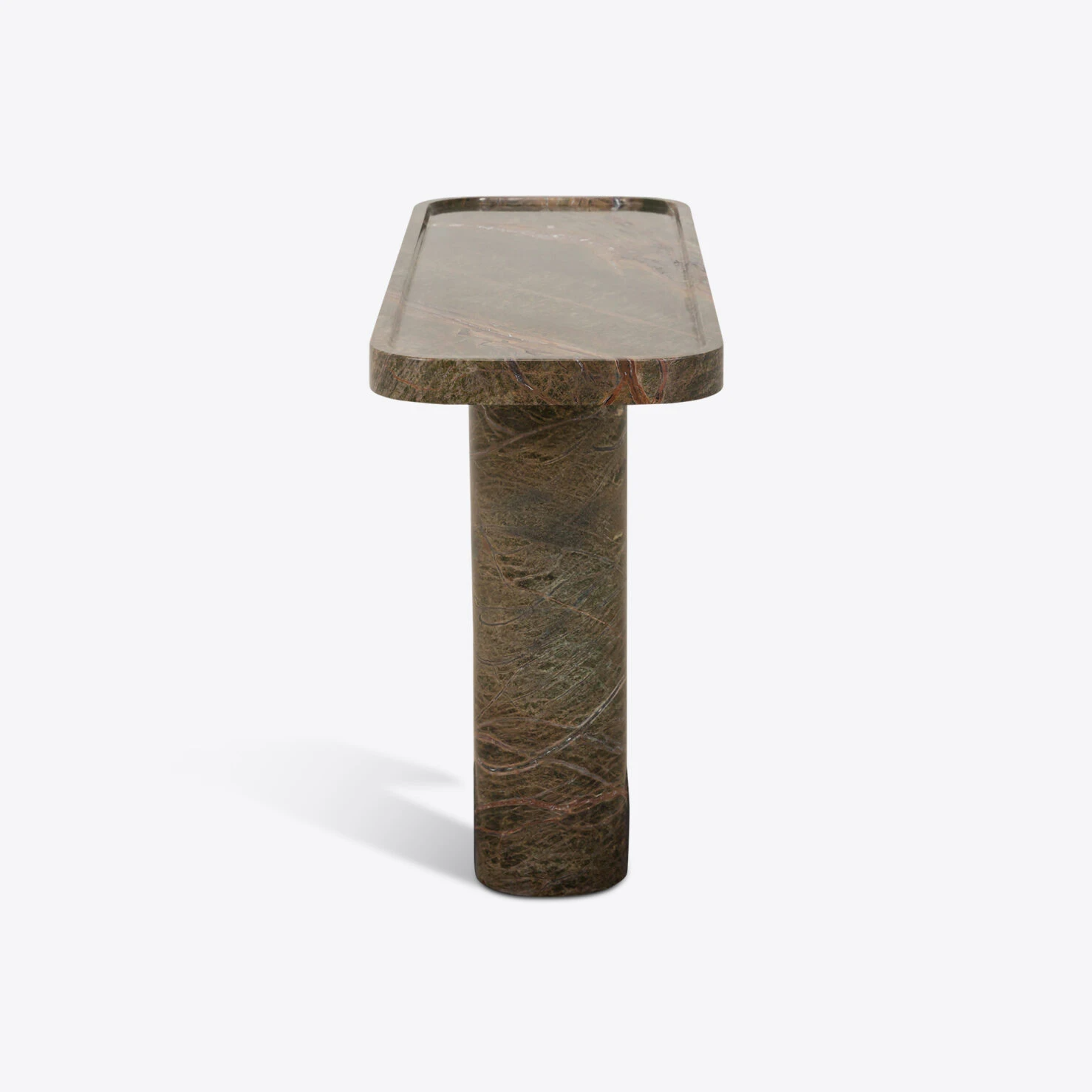 Pure White Lines - Argent Forest Green Marble Console Table