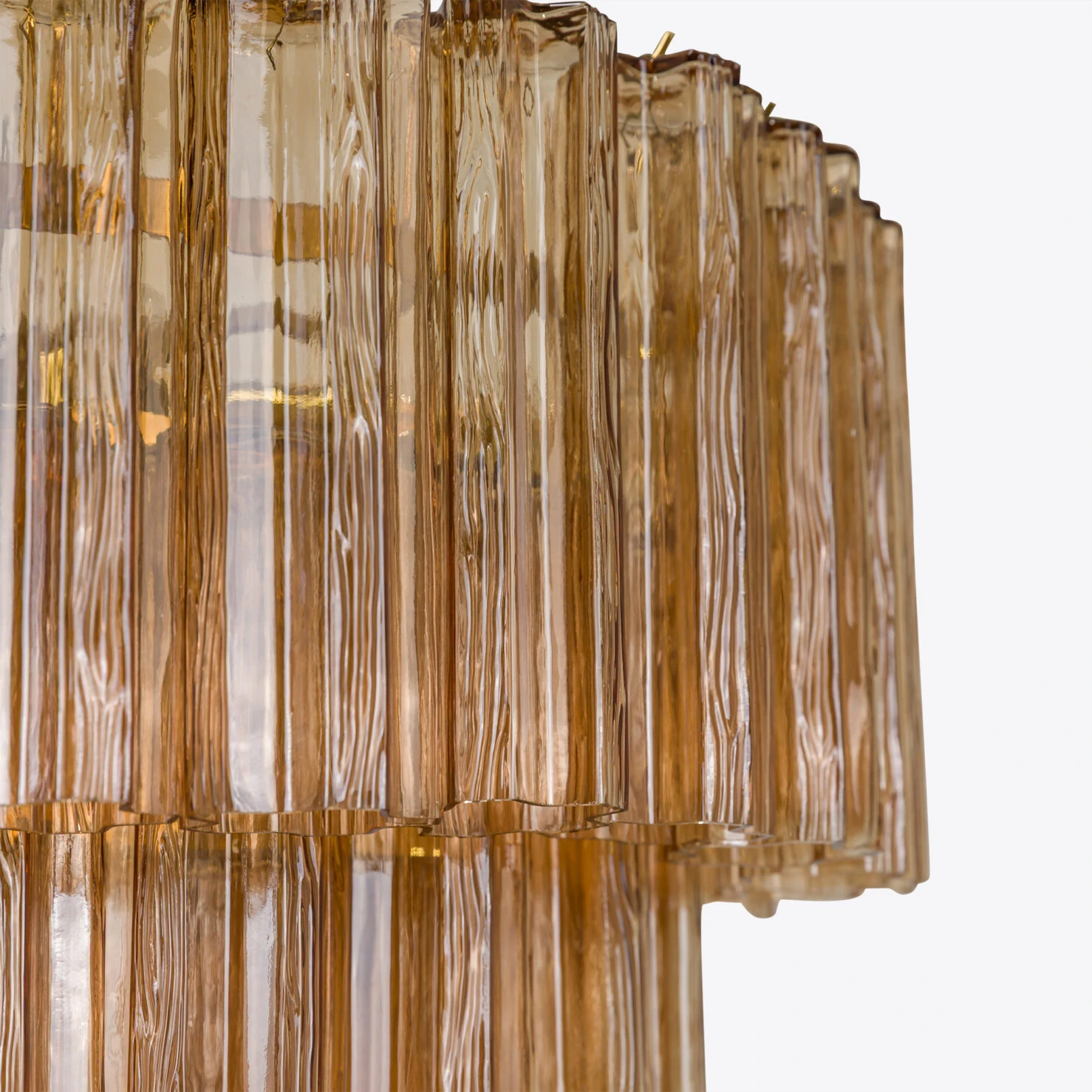 Pure White Lines - Medium Treviso Chandelier - Amber
