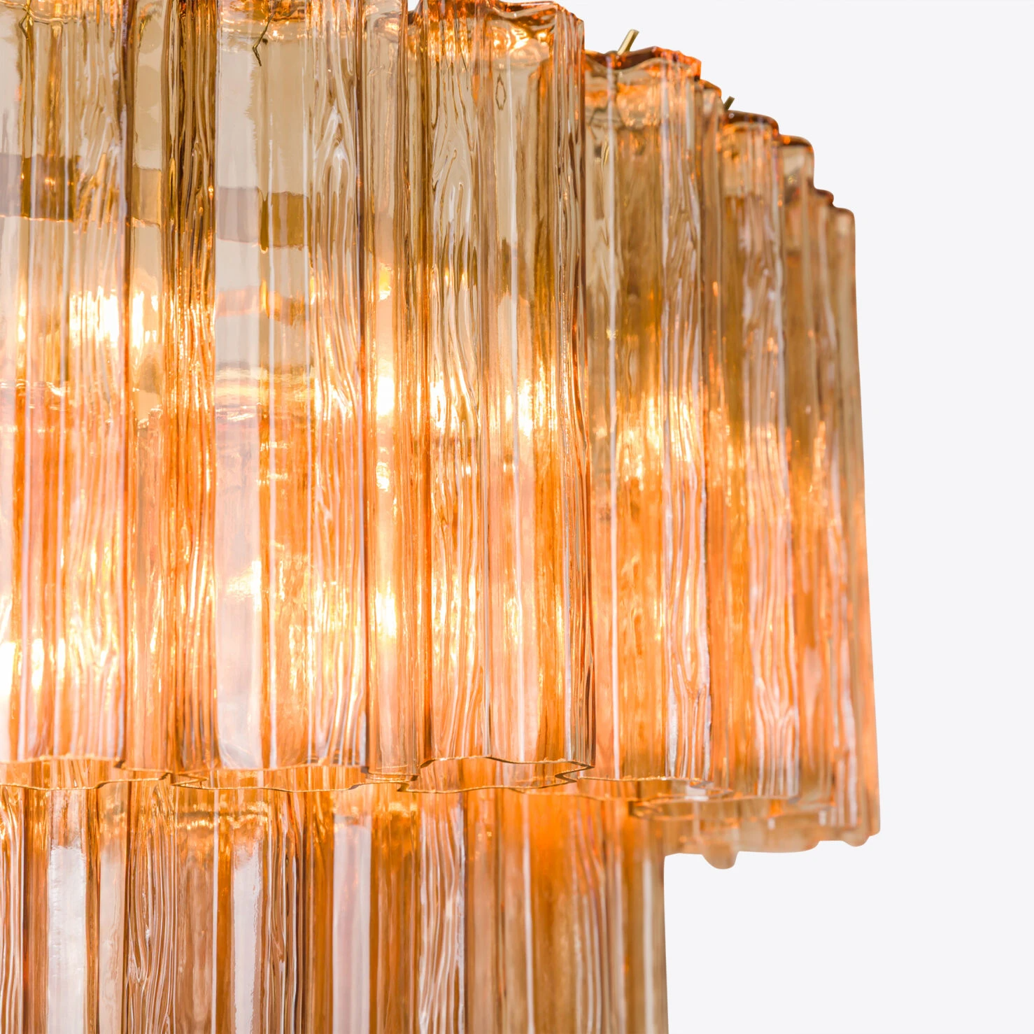 Pure White Lines - Medium Treviso Chandelier - Amber