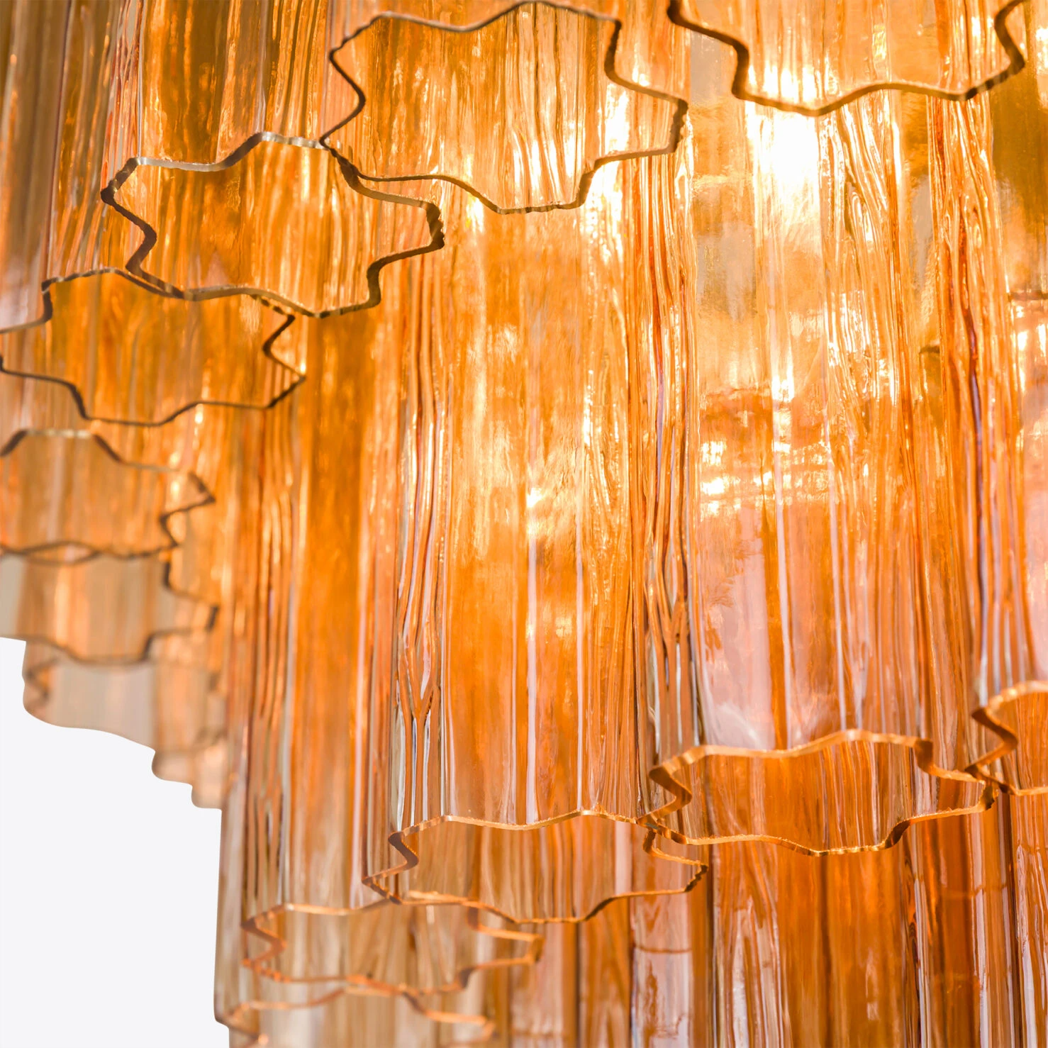 Pure White Lines - Medium Treviso Chandelier - Amber