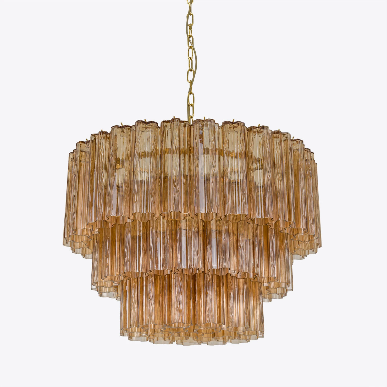 Pure White Lines - Medium Treviso Chandelier - Amber