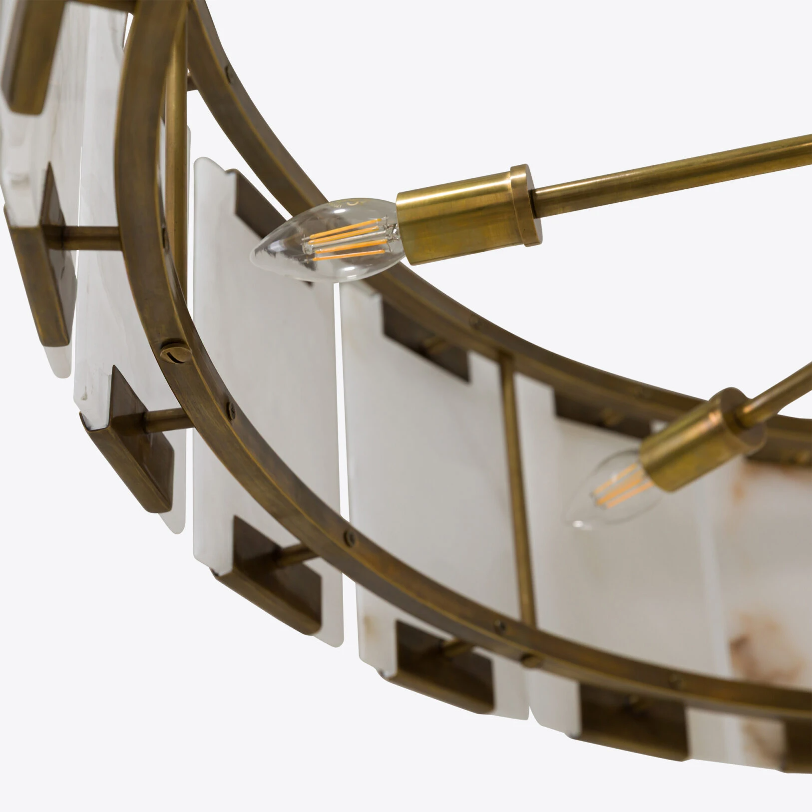 Pure White Lines - Winnie Alabaster Chandelier - Small