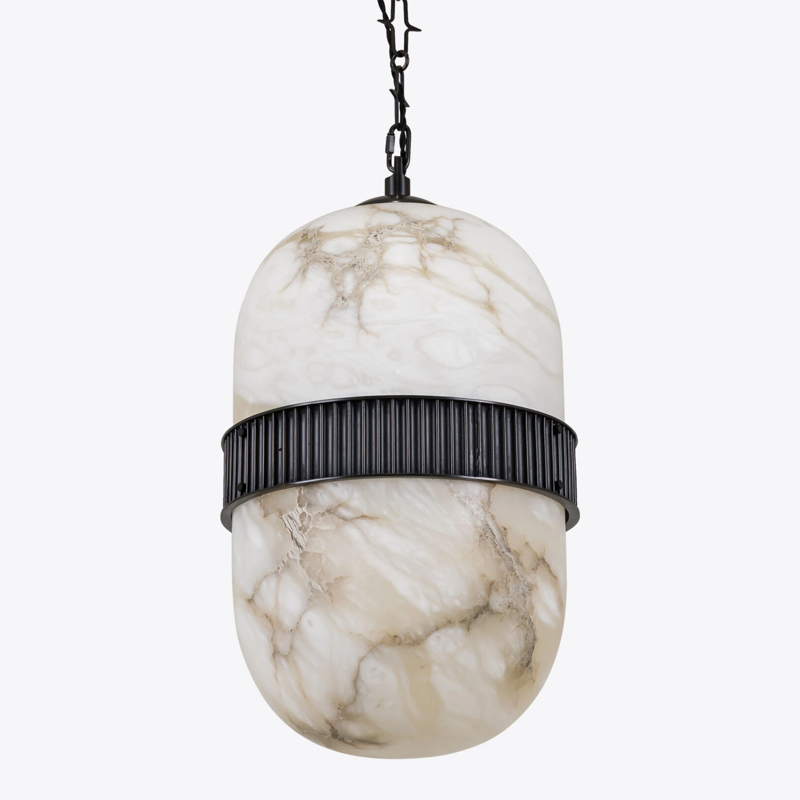 Pure White Lines - Amsterdam Large Alabaster Pendant Light - Bronze