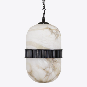 Pure White Lines - Amsterdam Large Alabaster Pendant Light - Bronze
