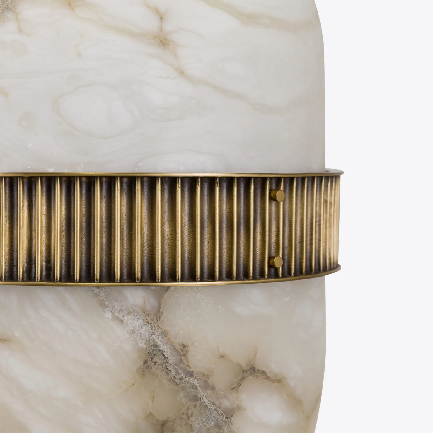 Pure White Lines - Amsterdam Large Alabaster Pendant Light - Antique Brass