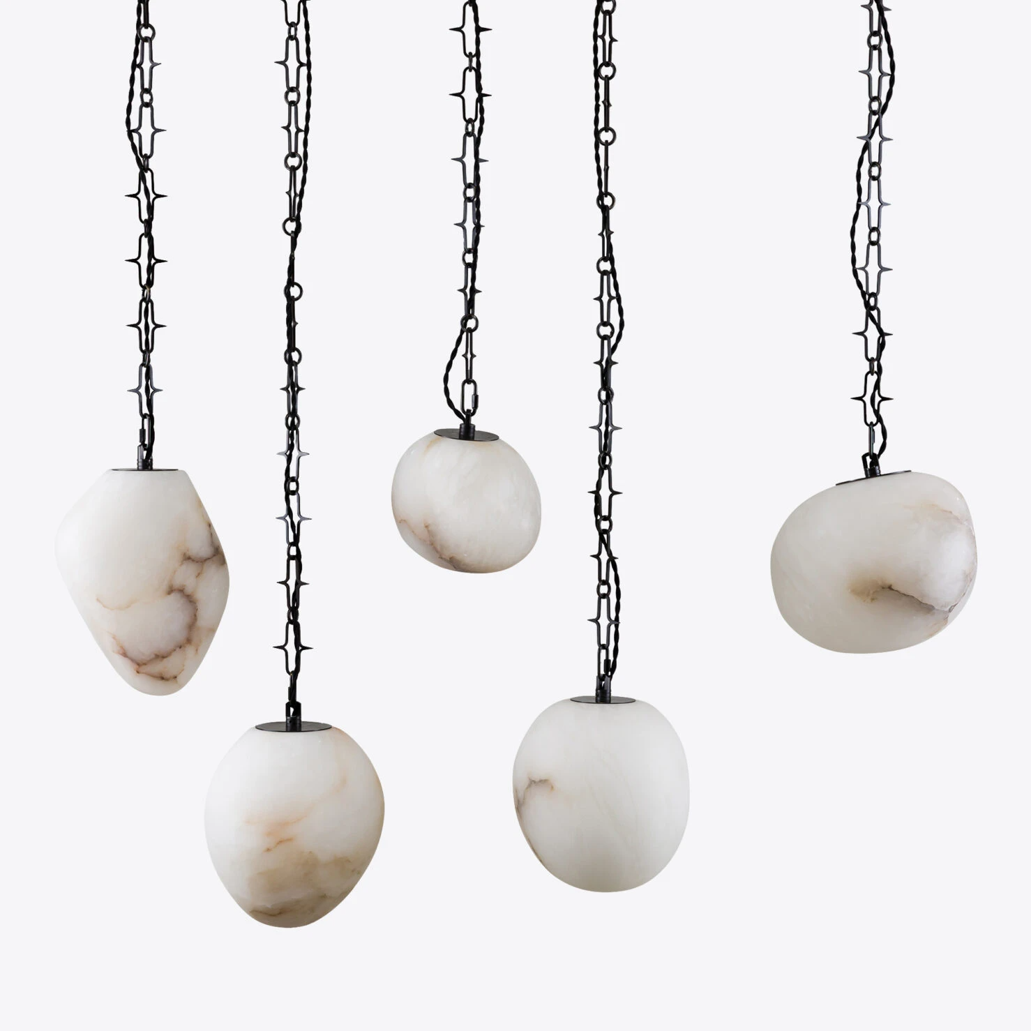 Pure White Lines - Drake Alabaster Hanging Light Cluster