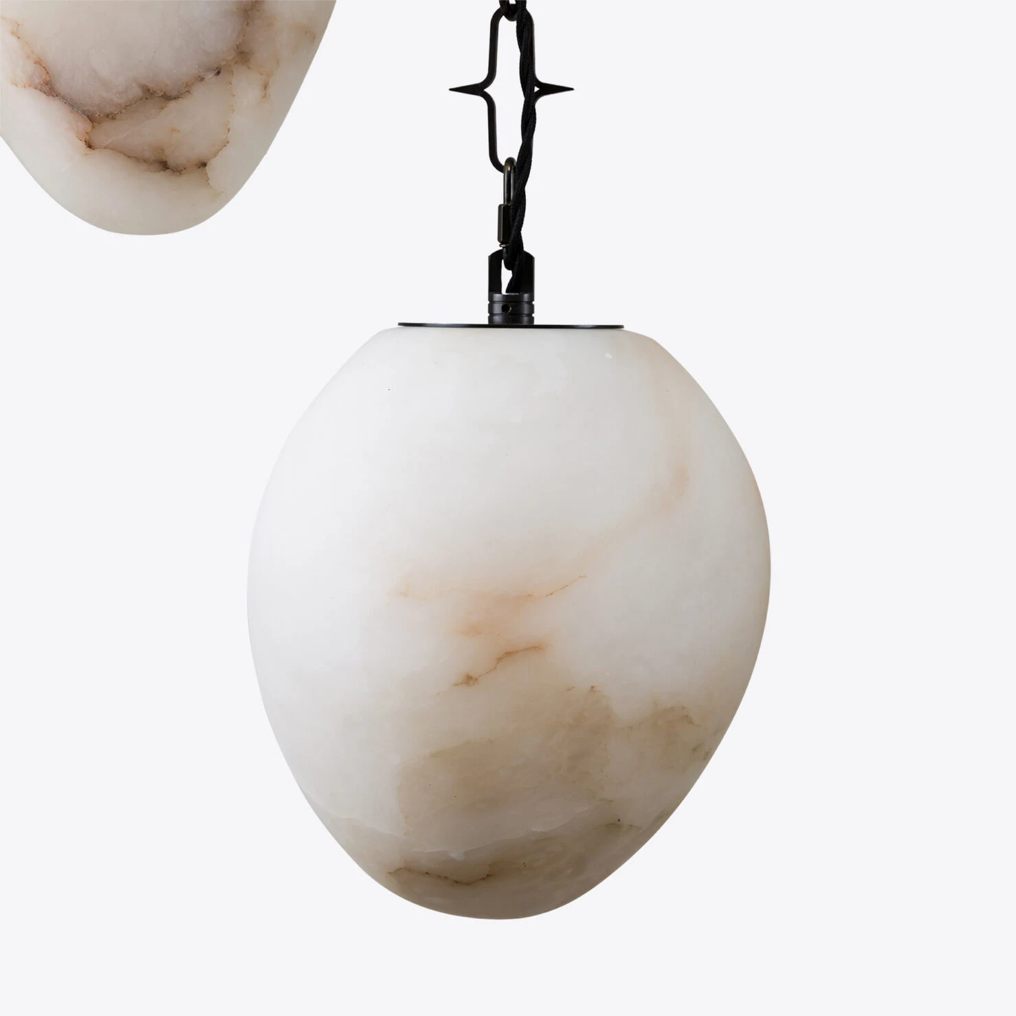 Pure White Lines - Drake Alabaster Hanging Light Cluster