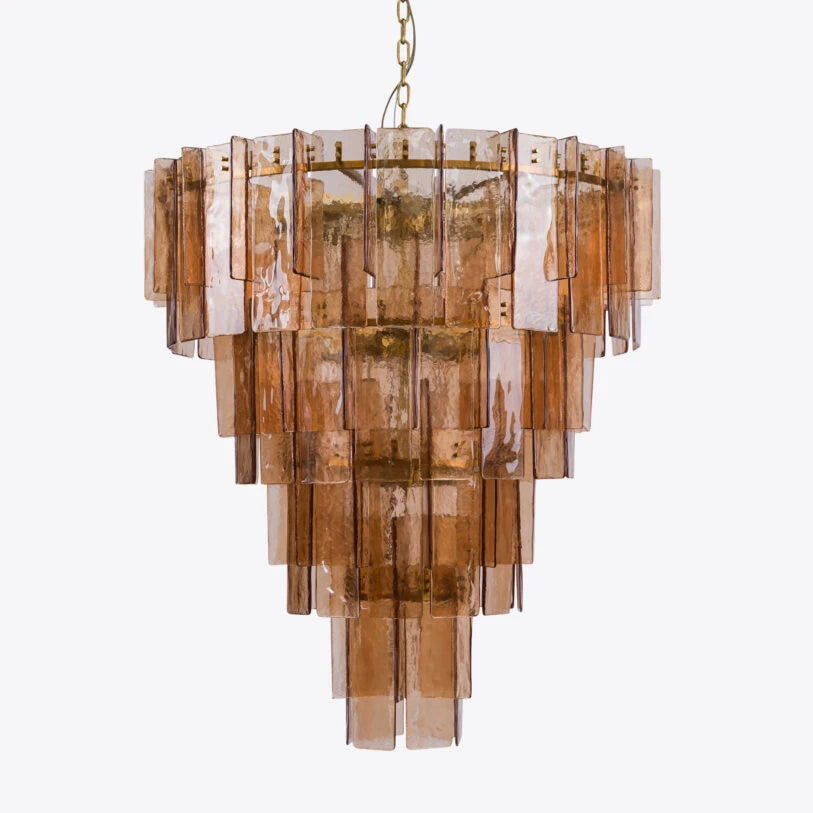 Pure White Lines Amber Berlin Spiral Chandelier