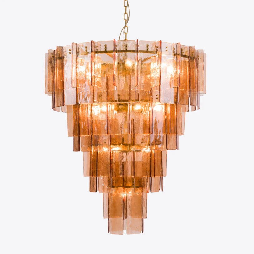 Pure White Lines Amber Berlin Spiral Chandelier