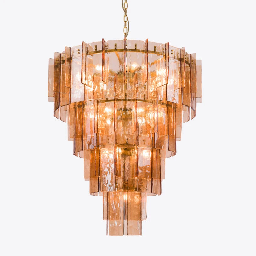 Pure White Lines Amber Berlin Spiral Chandelier
