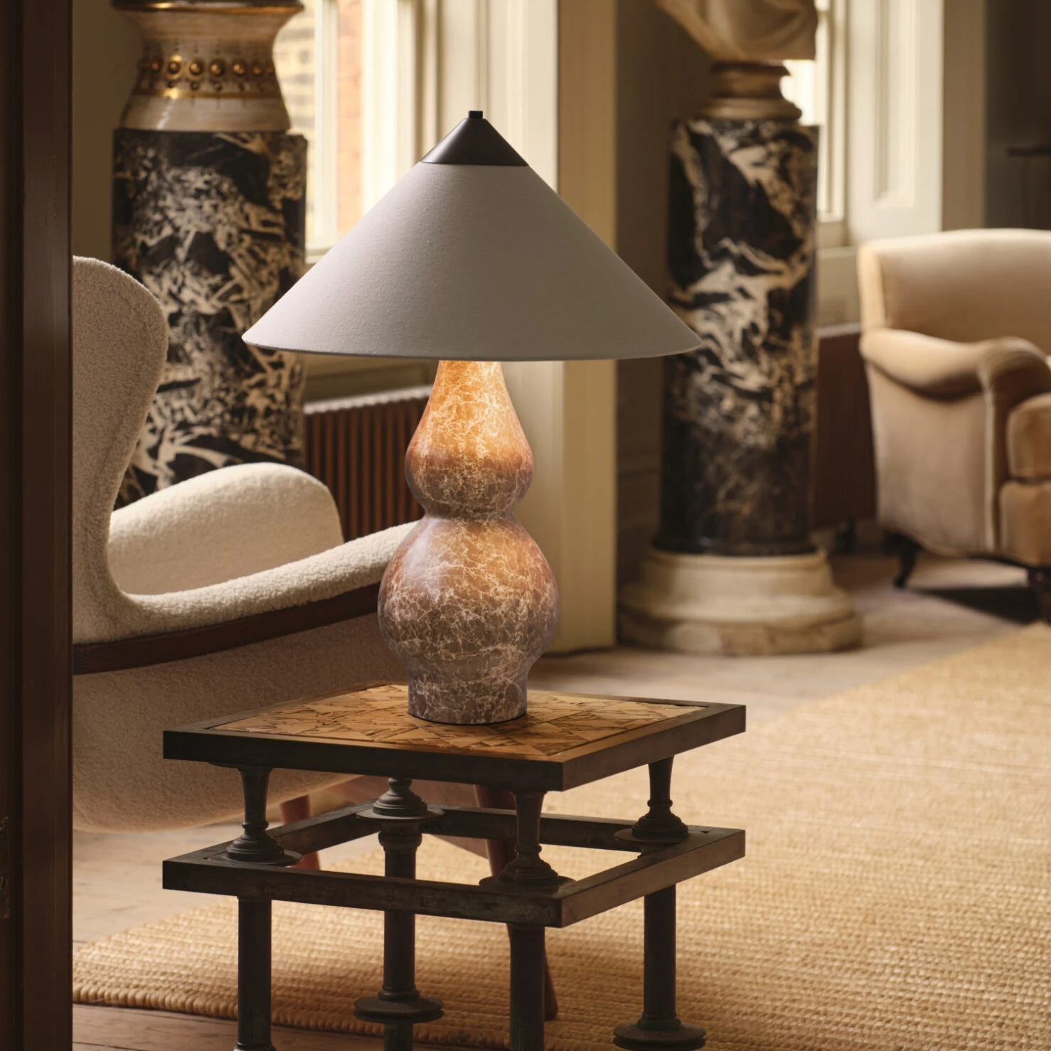 Pure White Lines - Yuki Table Lamp - Beige